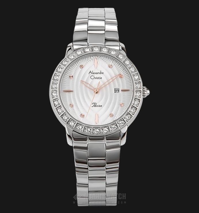 Alexandre Christie AC 2688 LD BSSSL Ladies White Pattern Dial Stainless Steel