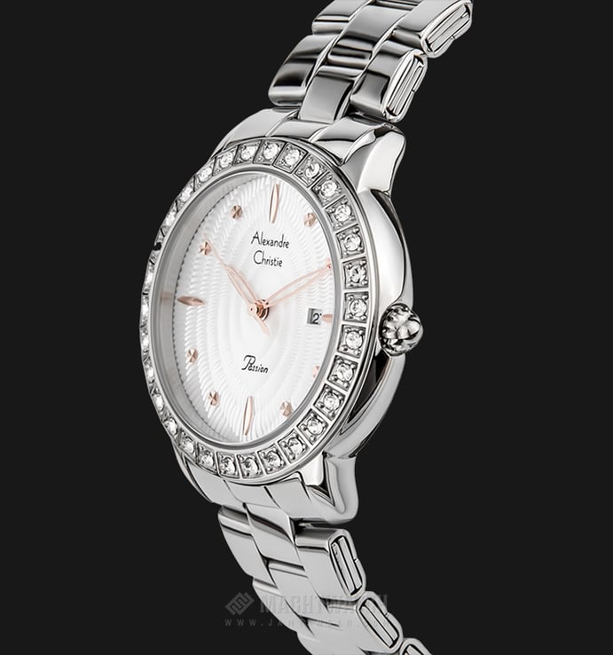 Alexandre Christie AC 2688 LD BSSSL Ladies White Pattern Dial Stainless Steel