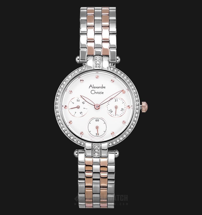 Alexandre Christie Passion AC 2690 BF BTRSL Ladies White Dial Dual Tone Stainless Steel