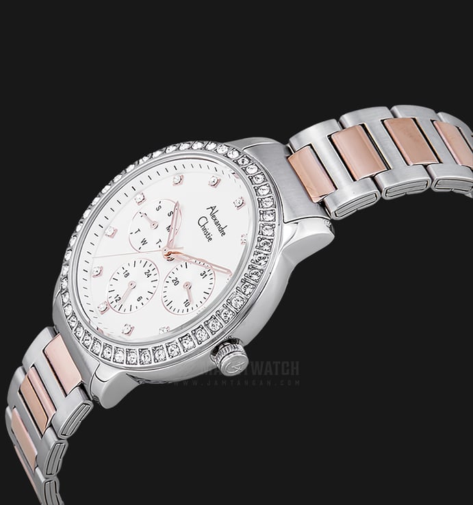 Alexandre Christie Passion AC 2691 BF BTRSL Ladies White Dial Dual Tone Stainless Steel