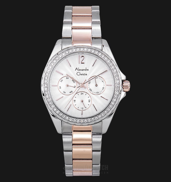 Alexandre Christie AC 2694 BF BTRSL Ladies Silver Dial Dual Tone Stainless Steel Strap