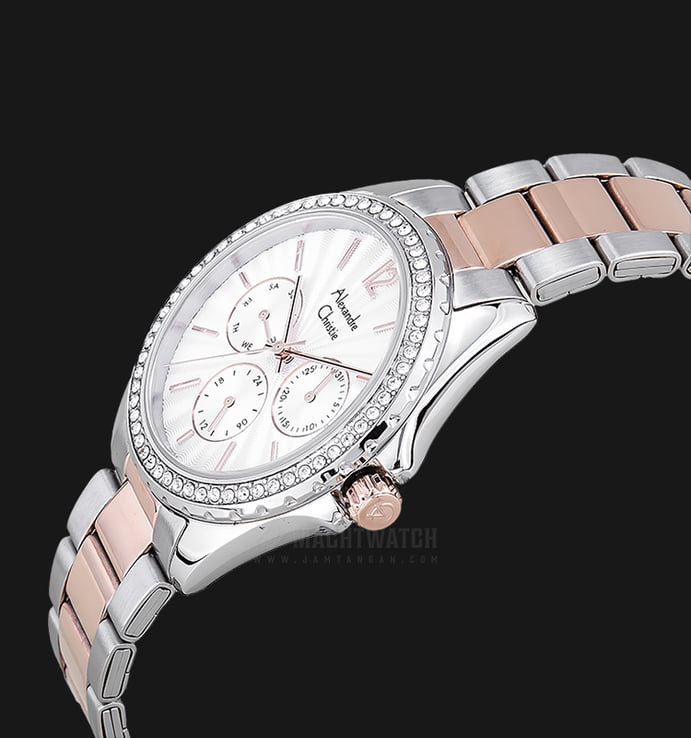 Alexandre Christie AC 2694 BF BTRSL Ladies Silver Dial Dual Tone Stainless Steel Strap