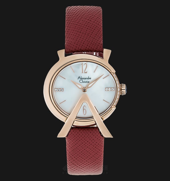 Alexandre Christie AC 2703 LH LRGMSRE Ladies Mother of Pearl Dial Red Leather Strap