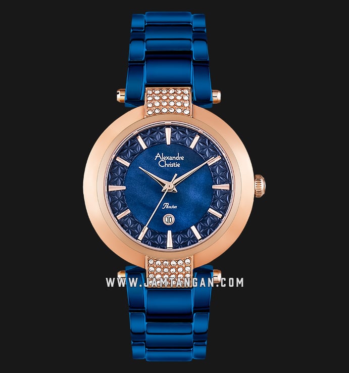 Alexandre Christie AC 2707 LD BURBU Ladies Mother of Pearl Dial Blue Stainless Steel