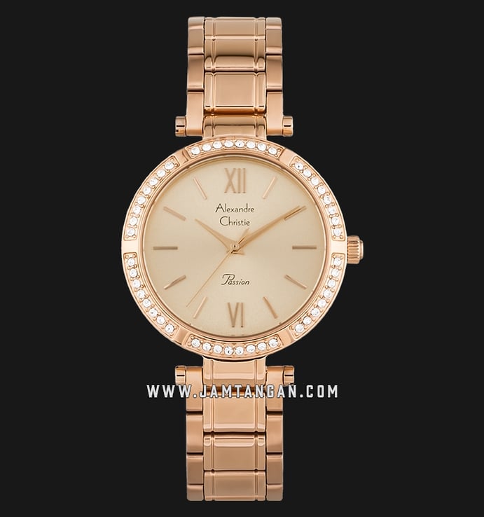 Alexandre Christie AC 2710 LH BRGRG Ladies Gold Dial Rose Gold Stainless Steel