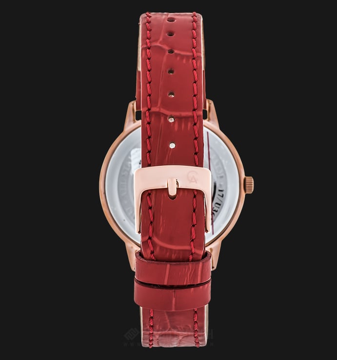 Alexandre Christie AC 2720 BF LRGMSRE Ladies Mother Of Pearl Dial Red Leather Strap