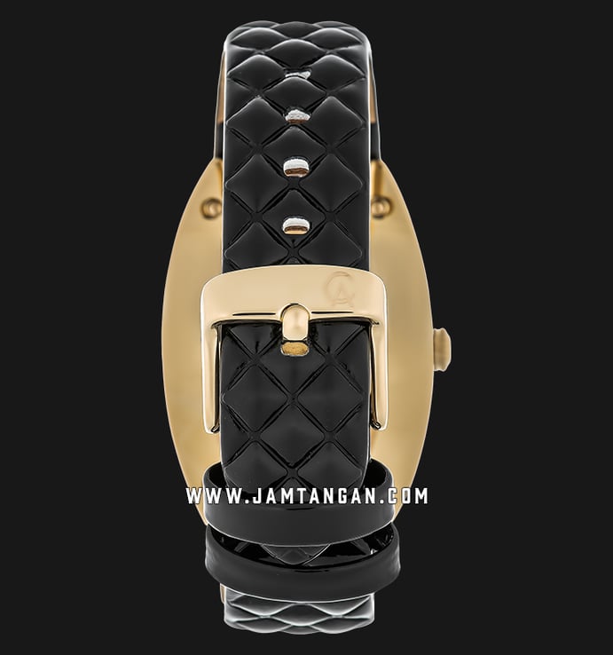 Alexandre Christie AC 2729 LH LGPIVBA Ladies Gold Dial Black Leather Strap 