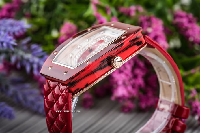 Alexandre Christie Passion AC 2729 LH LRGSLRE Ladies Dual Tone Dial Red Leather Strap 
