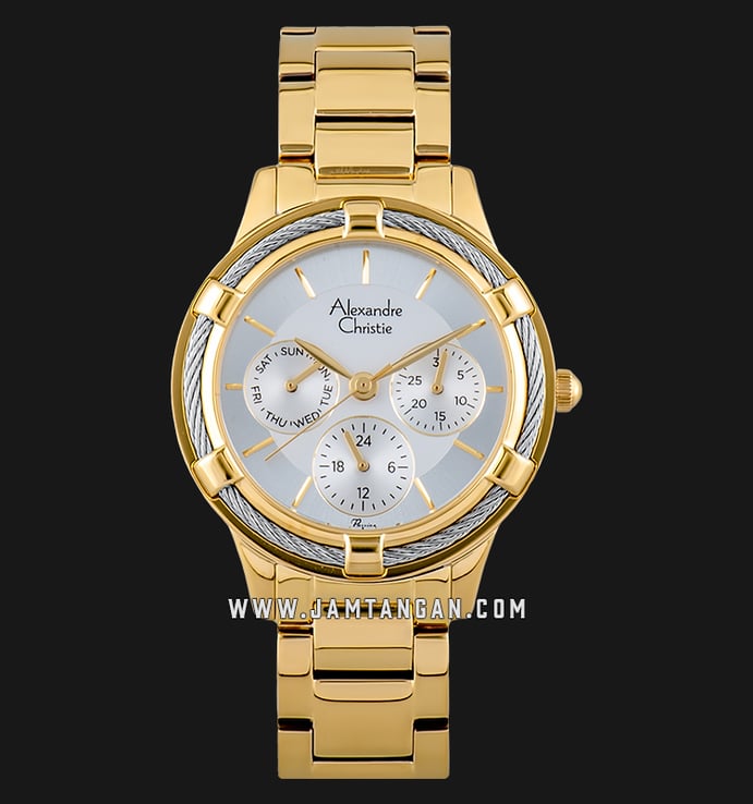 Alexandre Christie AC 2730 BF BGPSL Ladies Silver Dial Gold Stainless Steel Strap