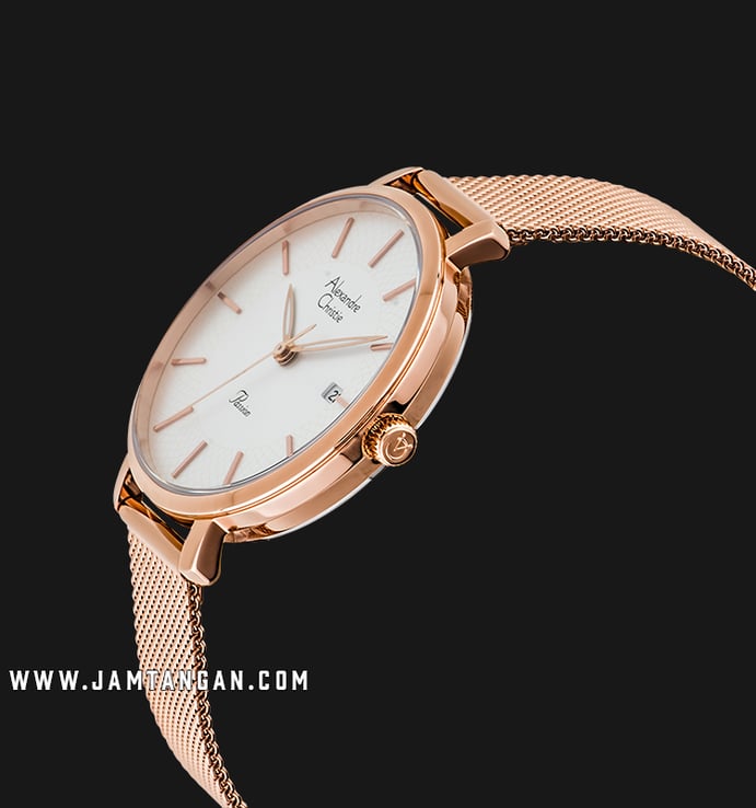 Alexandre Christie AC 2737 LD BRGSL SET Ladies Silver Dial Rose Gold Stainless Steel + Extra Strap