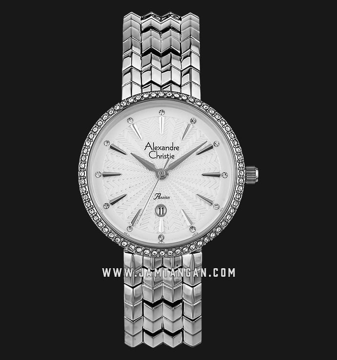 Alexandre Christie AC 2742 LD BSSSL Ladies White Pattern Dial Stainless Steel