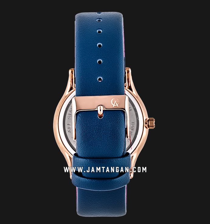 Alexandre Christie AC 2743 LD LRGSLBU Ladies White Pattern Dial Blue Leather Strap