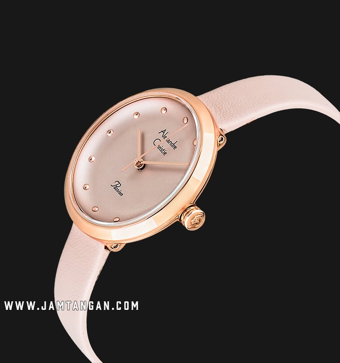 Alexandre Christie AC 2745 LH LRGPN Ladies Pink Dial Pink Leather Strap