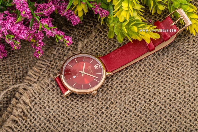 Alexandre Christie AC 2750 LD LRGRE Ladies Red Dial Red Leather Strap