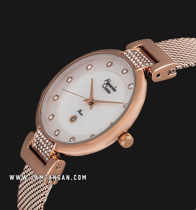 Alexandre Christie AC 2752 LD BRGSL Ladies White Mother of Pearl Dial Rose Gold Stainless Steel 
