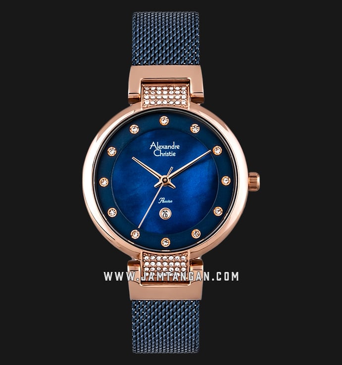 Alexandre Christie AC 2752 LD BURBU Ladies Blue Mother of Pearl Dial Blue Stainless Steel 