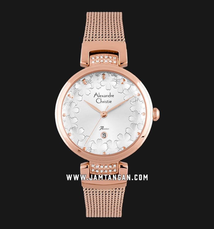 Alexandre Christie AC 2756 LD BRGSL Ladies White Mother of Pearl Dial Rose Gold Stainless Steel 