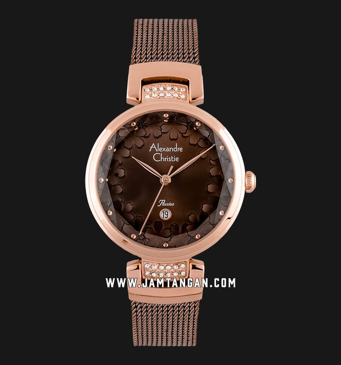 Alexandre Christie AC 2756 LD BROBO Ladies Brown Dial Rose Gold Stainless Steel