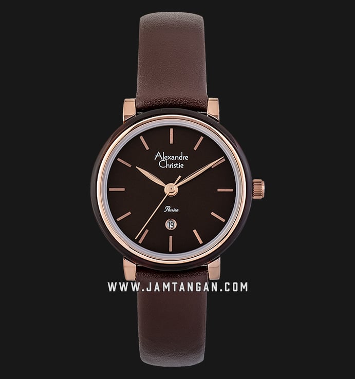 Alexandre Christie AC 2759 LD LRGBO Ladies Brown Dial Brown Leather Strap