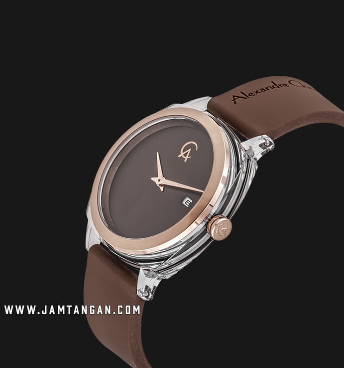 Alexandre Christie AC 2763 LD LTRBO Ladies Brown Dial Brown Rubber Strap