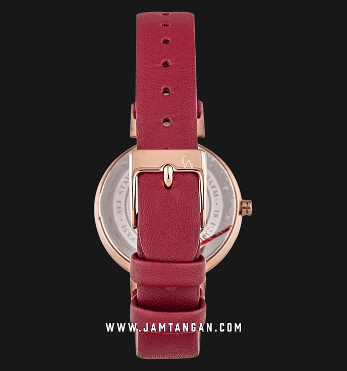 Alexandre Christie AC 2764 LH LRGRG Ladies Rose Gold Dial Red Leather Strap