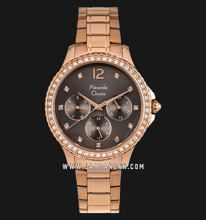 Alexandre Christie Sport AC 2768 BF BRGBO Ladies Brown Dial Rose Gold Stainless Steel Strap