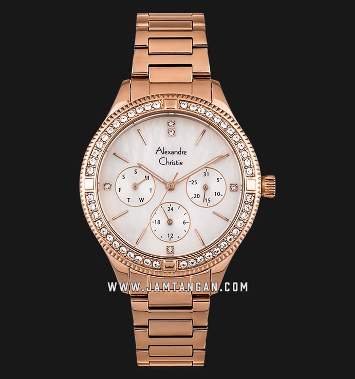 Alexandre Christie AC 2771 BF BRGMS Ladies Mother of Pearl Dial Rose Gold Stainless Steel Strap