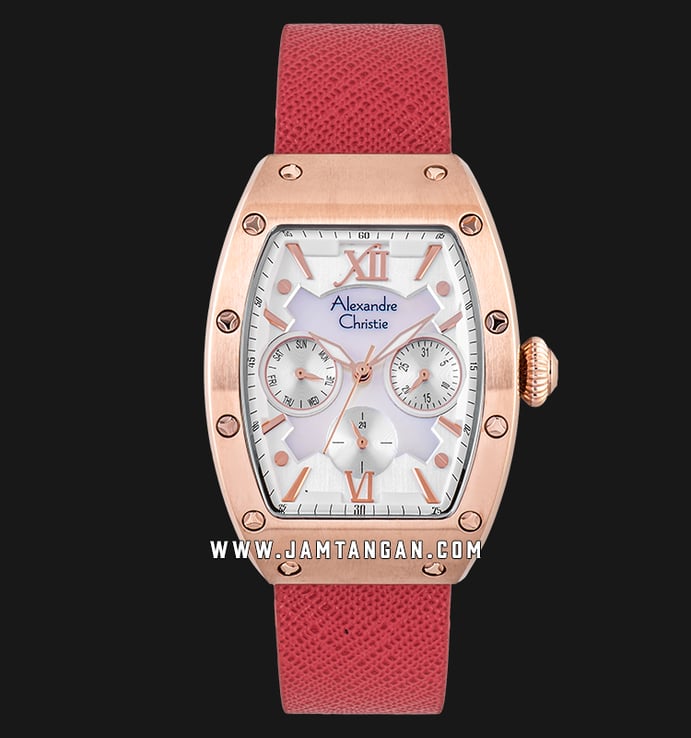 Alexandre Christie AC 2780 BF LRGMS Ladies Mother Of Pearl Dial Red Leather Strap