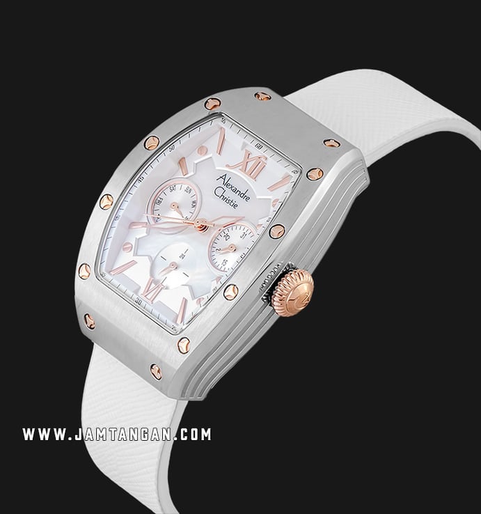 Alexandre Christie AC 2780 BF LTRMS Ladies Mother Of Pearl Dial White Leather Strap