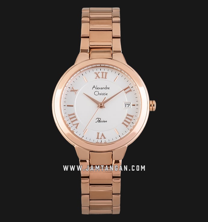 Alexandre Christie AC 2781 LD BRGSL Ladies White Dial Rose Gold Stainless Steel 