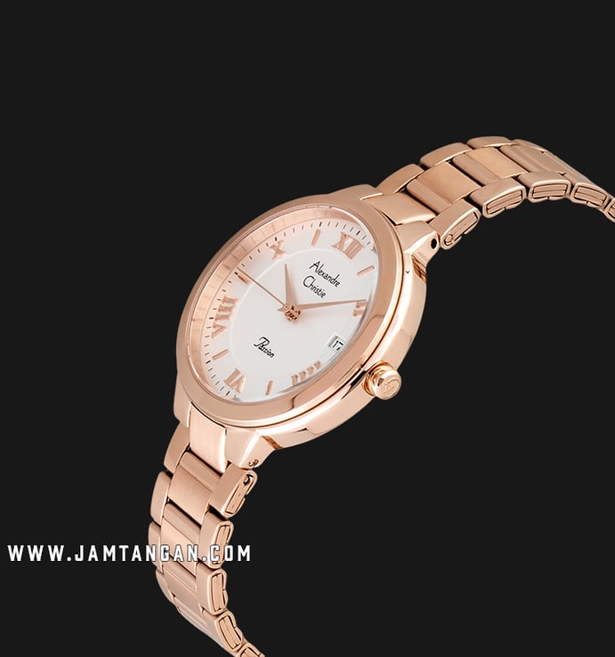 Alexandre Christie AC 2781 LD BRGSL Ladies White Dial Rose Gold Stainless Steel 
