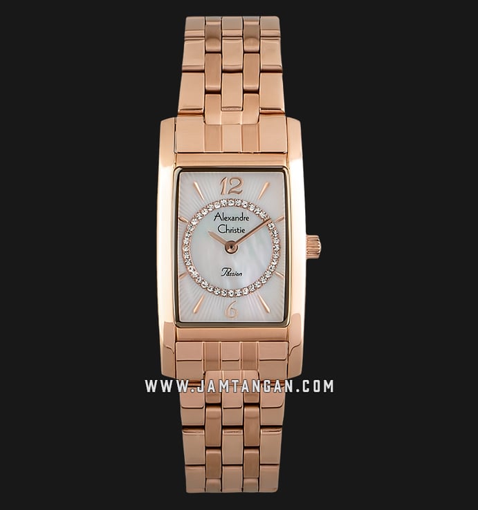Alexandre Christie AC 2786 LHBRGMS Ladies White MOP Dial Rose Gold Stainless Steel Strap