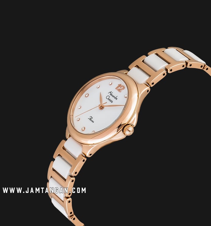 Alexandre Christie AC 2790 LH BRGSL Ladies White Dial Dual Tone Stainless Steel with Ceramic