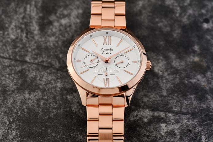 Alexandre Christie AC 2796 BF BRGSL Ladies Silver Dial Rose Gold Stainless Steel Strap