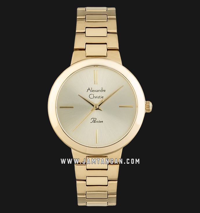Alexandre Christie AC 2798 LH BGPIV Ladies Champagne Dial Gold Stainless Steel Strap