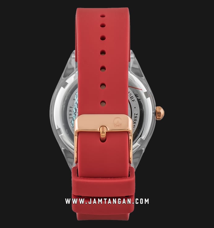 Alexandre Christie Multifunction AC 2808 BF RRGRE Ladies Red Dial Red Rubber Strap