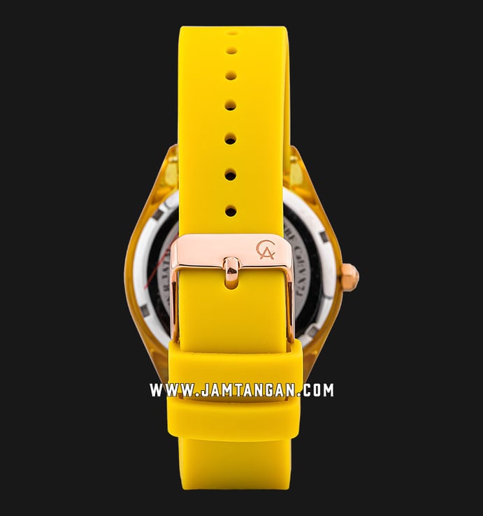 Alexandre Christie Multifunction AC 2808 BF RRGYL Ladies Yellow Dial Yellow Solid Rubber Strap