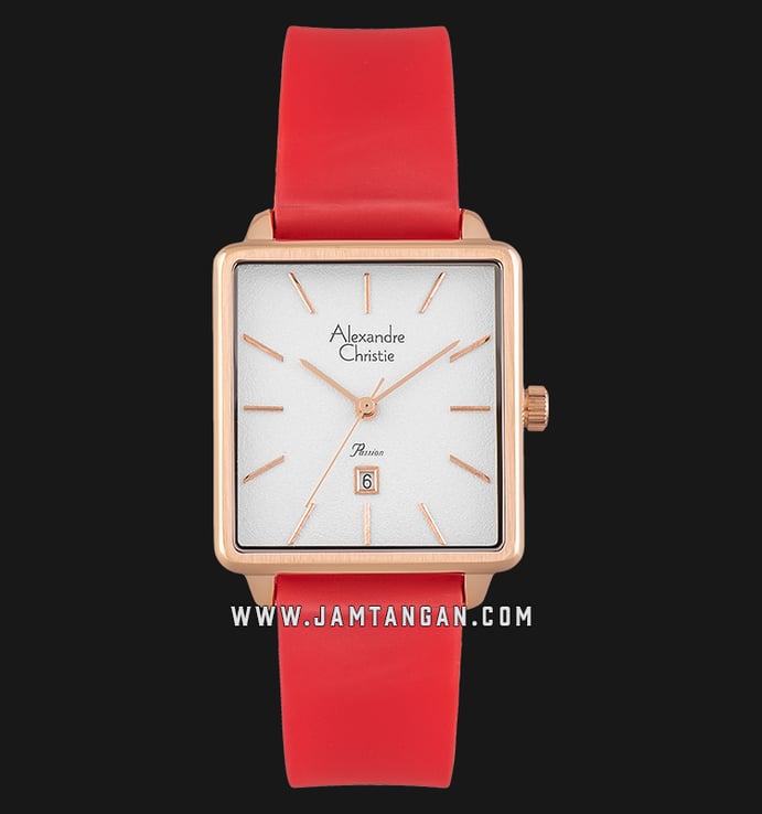 Alexandre Christie AC 2810 LH LRGSLRE Passion Ladies White Dial Red Rubber Strap