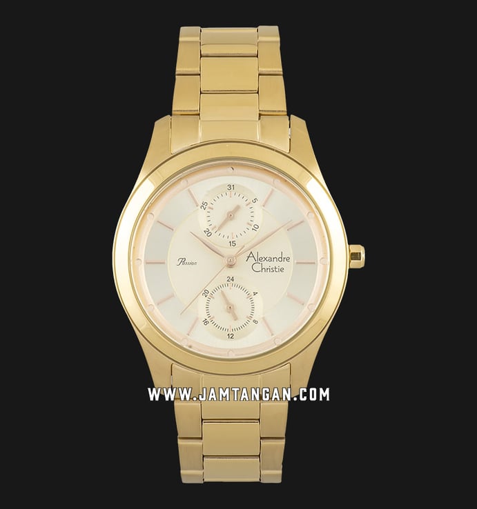 Alexandre Christie AC 2812 BF BGPIV Ladies Silver Dial Gold Stainless Steel Strap