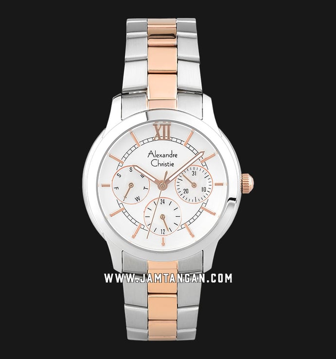 Alexandre Christie AC 2815 BF BTRSL Ladies Silver Dial Dual Tone Stainless Steel Strap