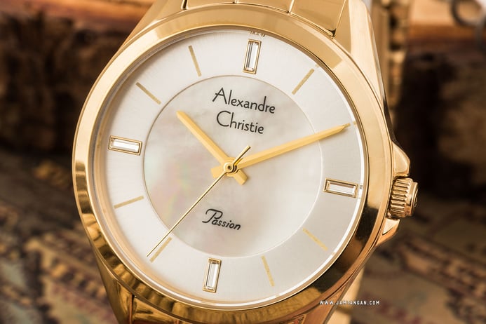 Alexandre Christie AC 2816 LH BGPSL Passion Ladies Silver Dial Gold Stainless Steel Strap
