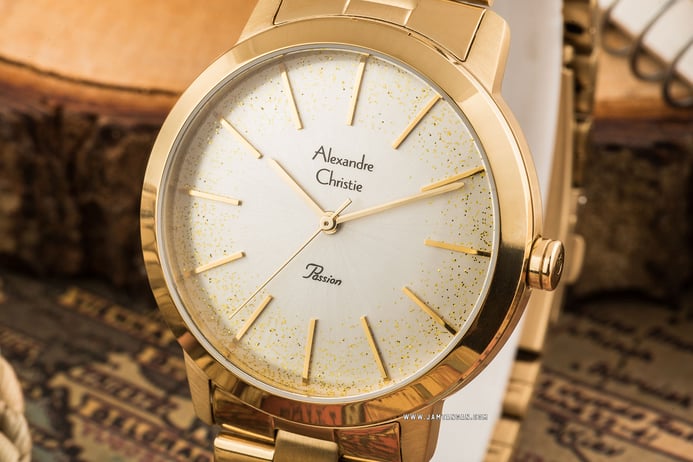 Alexandre Christie AC 2818 LH BGPSL Passion Ladies Sparkling Silver Dial Gold Stainless Steel
