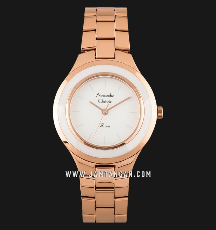 Alexandre Christie AC 2821 LH BRGSL Passion Ladies Silver Dial Rose Gold Stainless Steel Strap