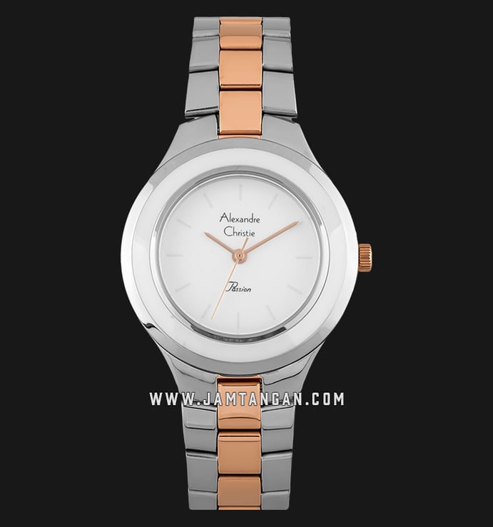 Alexandre Christie AC 2821 LH BTRSL Passion Ladies Silver Dial Dual Tone Stainless Steel Strap