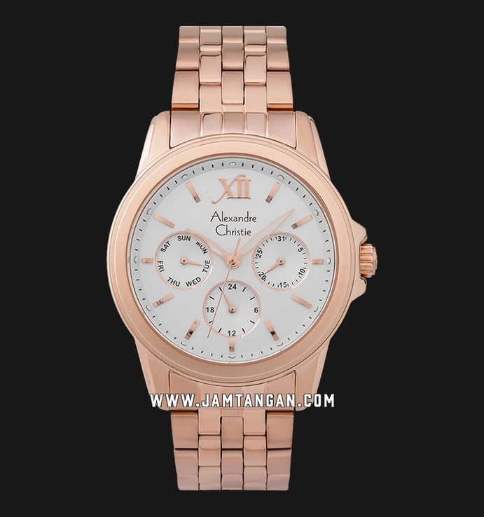 Alexandre Christie AC 2831 BF BRGSL Ladies Silver Dial Rose Gold Stainless Steel Strap