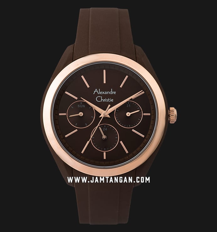 Alexandre Christie AC 2833 BF RRGBO Ladies Brown Dial Brown Rubber Strap