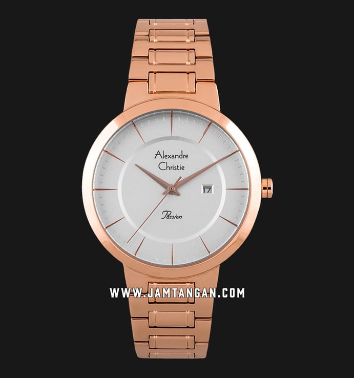 Alexandre Christie Passion AC 2837 LD BRGSL Silver Dial Rose Gold Stainless Steel Strap