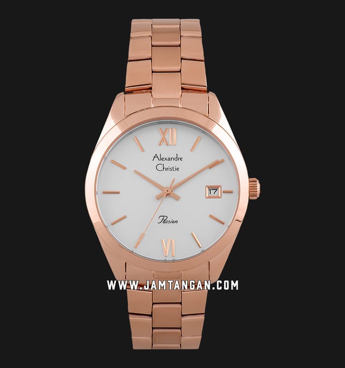 Alexandre Christie Passion AC 2840 LD BRGSL Silver Dial Rose Gold Stainless Steel Strap