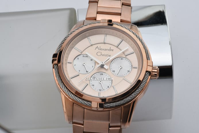 Alexandre Christie AC 2843 BF BRGLN Ladies Dual Tone Dial Rose Gold Stainless Steel Strap