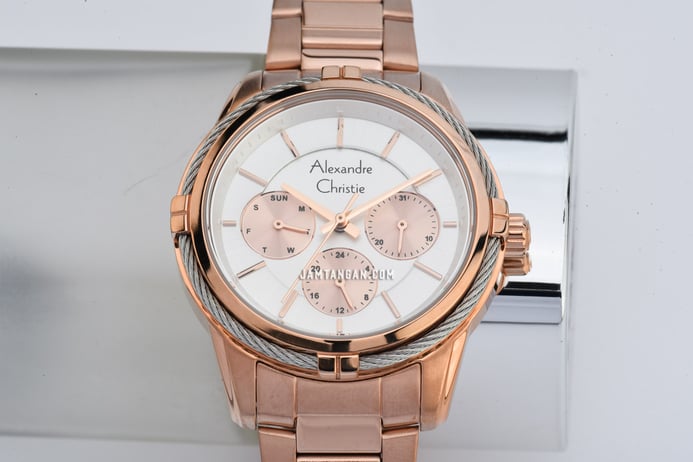 Alexandre Christie AC 2843 BF BRGSLRG Ladies Dual Tone Dial Rose Gold Stainless Steel Strap